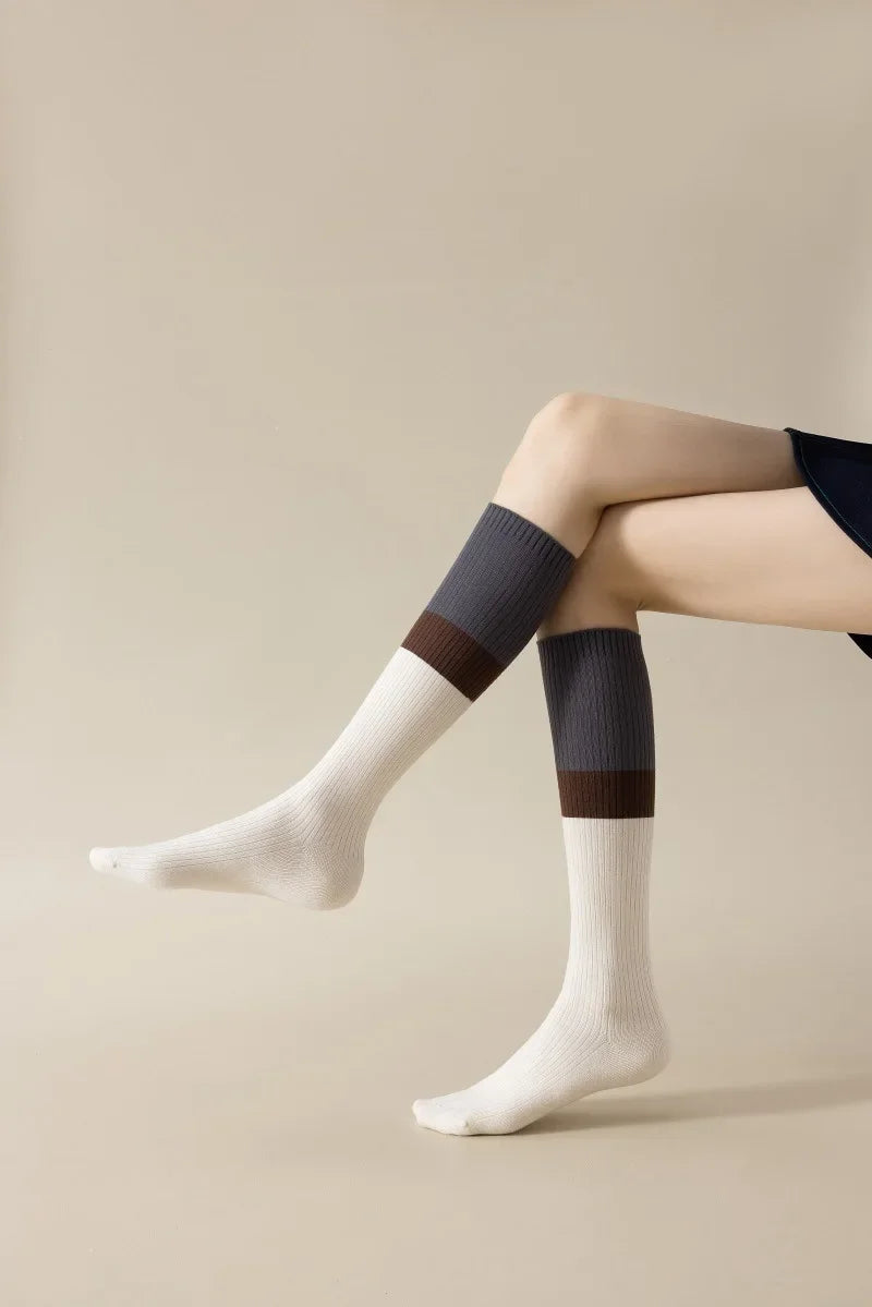 Women's Cotton Color Matching Knee Socks | Fashion-Forward Style