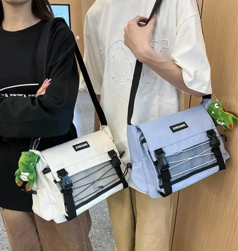 Bolso cruzado de nailon elegante para adolescentes | Bandolera multibolsillos