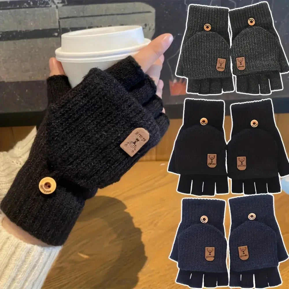 Half Finger Winter Gloves | Convertible Fingerless Mittens for All