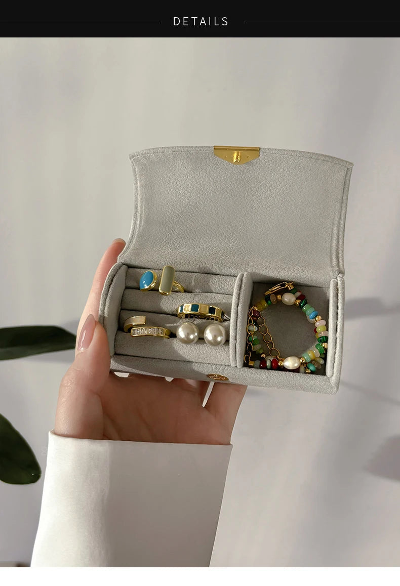 Portable Mini Jewelry Storage Box for Business Trips | Light Luxury