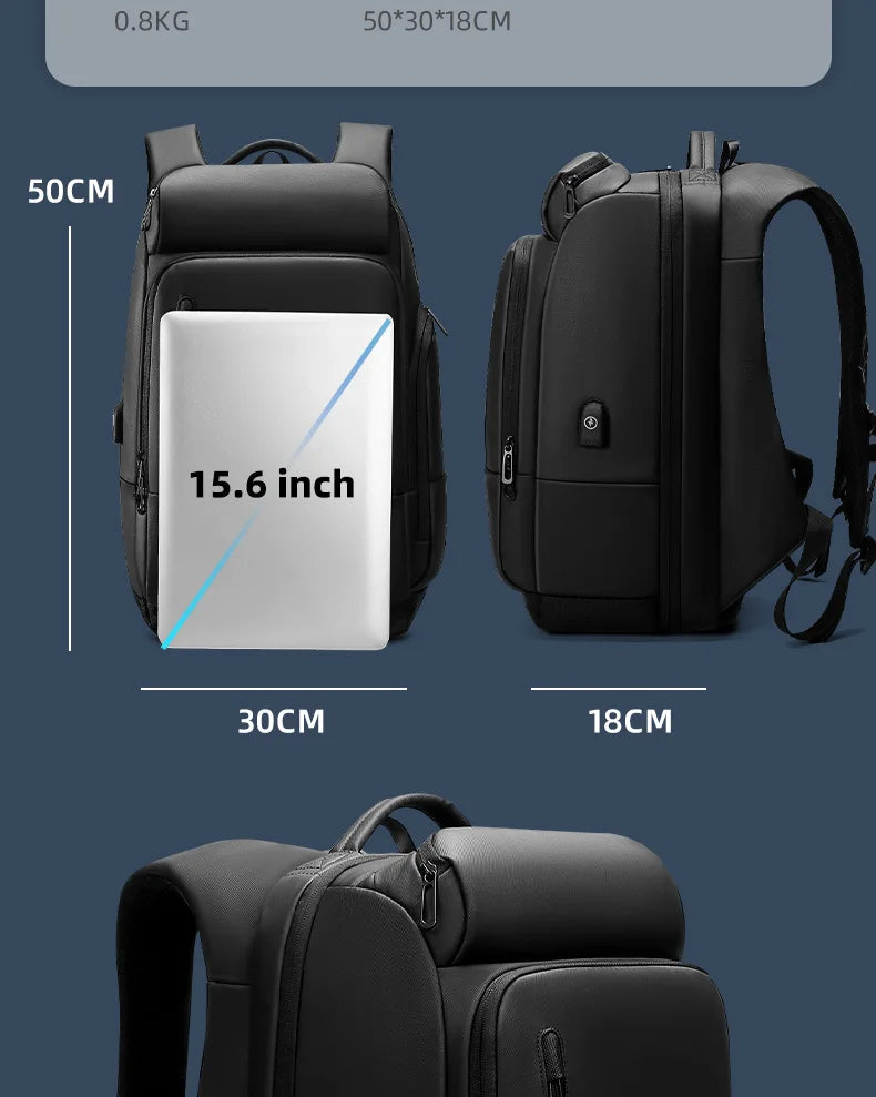 Large Capacity Waterproof Laptop Backpack with USB Charging