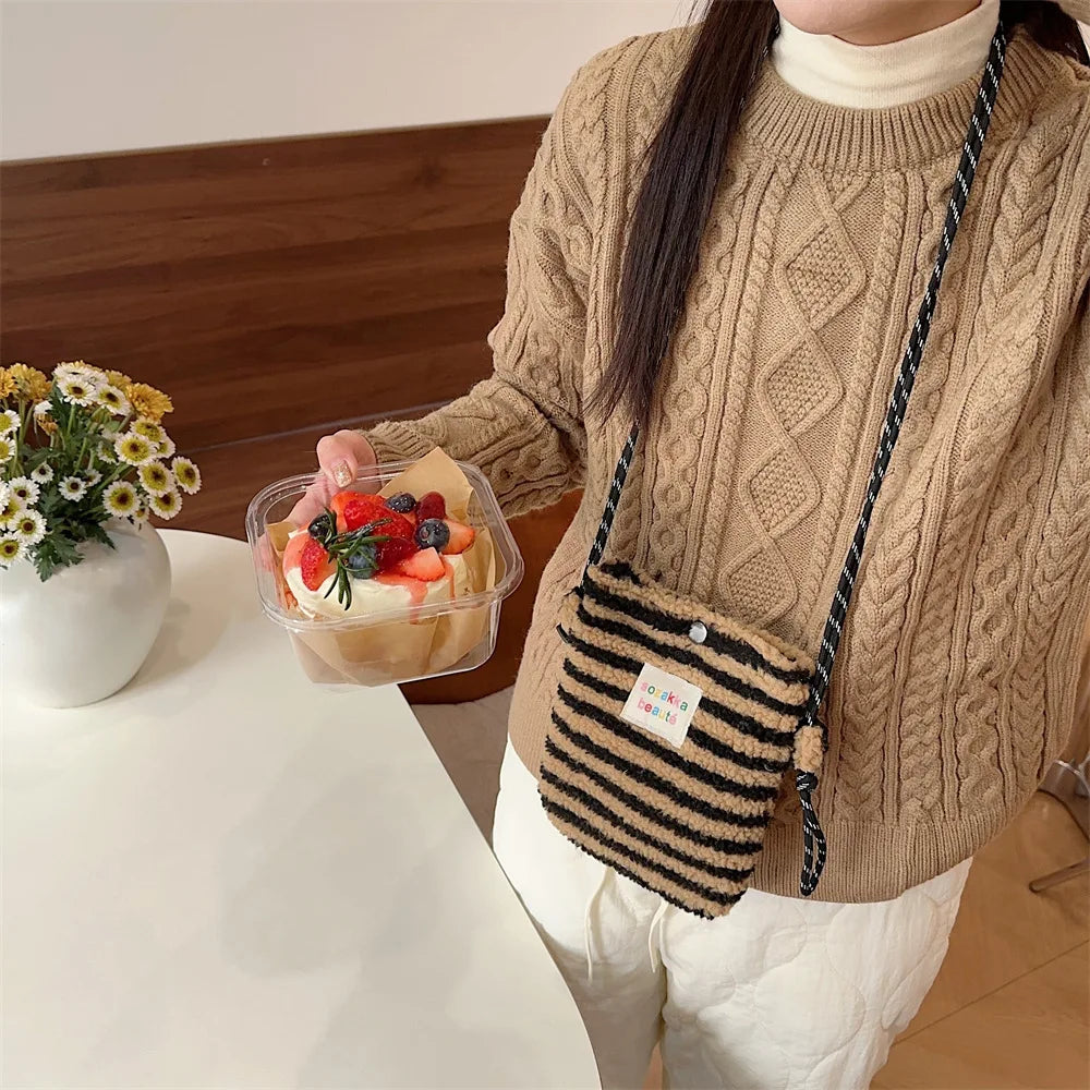 Cute Plush Dot Crossbody Bags for Women | Portable Shoulder Bag