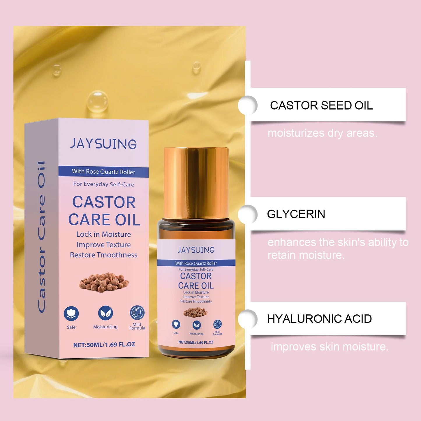 Portable Castor Oil Roll On Moisturizer for Dry Skin Relief