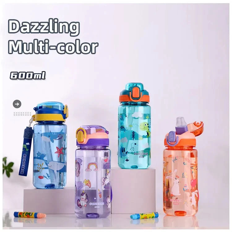 Kids Dinosaur Water Bottle | Leakproof Sippy Cups with Straw