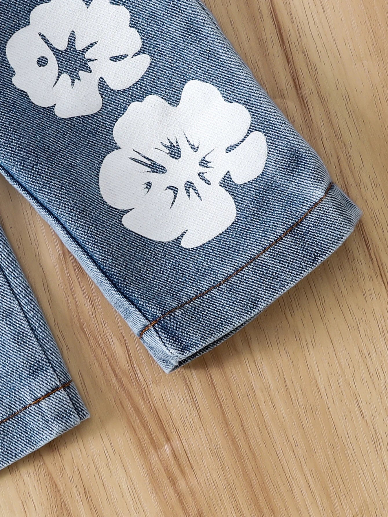 Girls Denim Floral Print Outfit | Sweet Casual Style for Year-Round