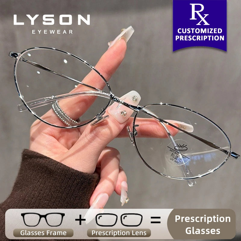 Oval Metal Anti Blue Light Glasses for Women | Stylish Progressive Eyewear