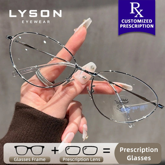 Oval Metal Anti Blue Light Glasses for Women | Stylish Progressive Eyewear