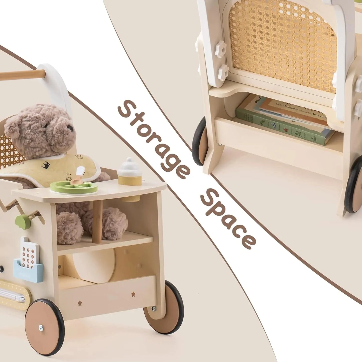Natural Wooden Baby Push Walker | Sustainable First Steps Toy