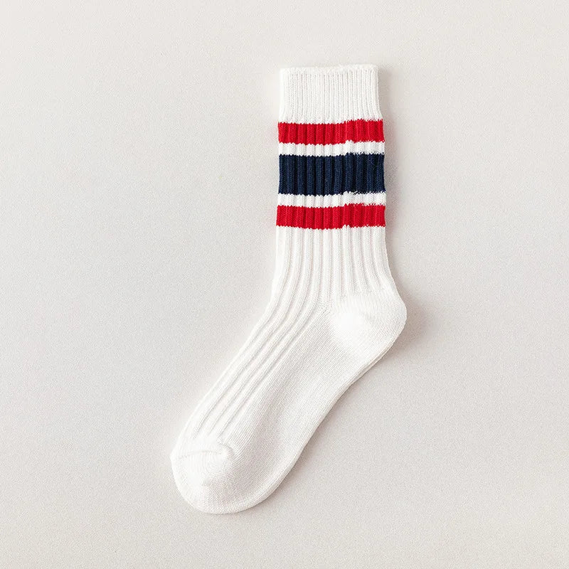 Men's Japanese Style Striped Crew Socks | Cozy Cotton Comfort