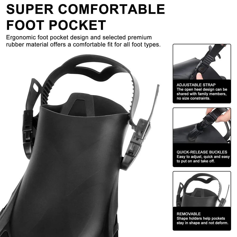 Adjustable Silicone Snorkel Fins for Adults and Kids | Travel Ready