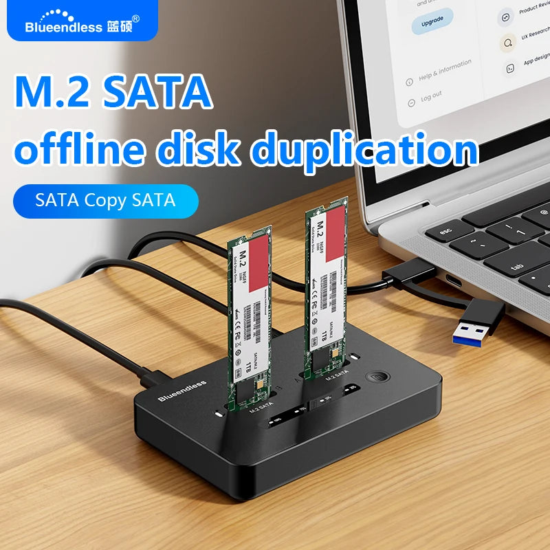 Dual M.2 SATA SSD Docking Station for Offline Cloning