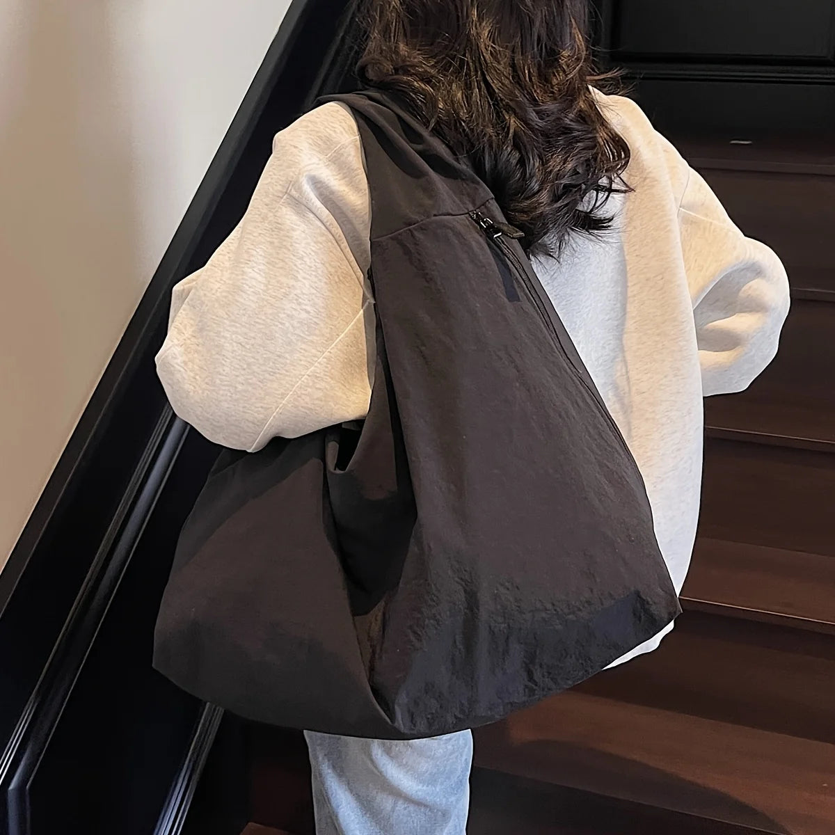 Large Nylon Tote Bag for College & Everyday Use | Stylish & Functional