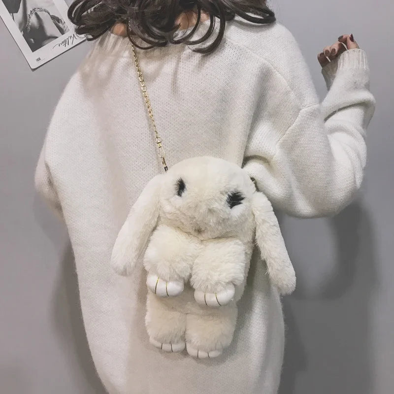 Bonito bolso bandolera de conejo de peluche | Encantador diseño cruzado