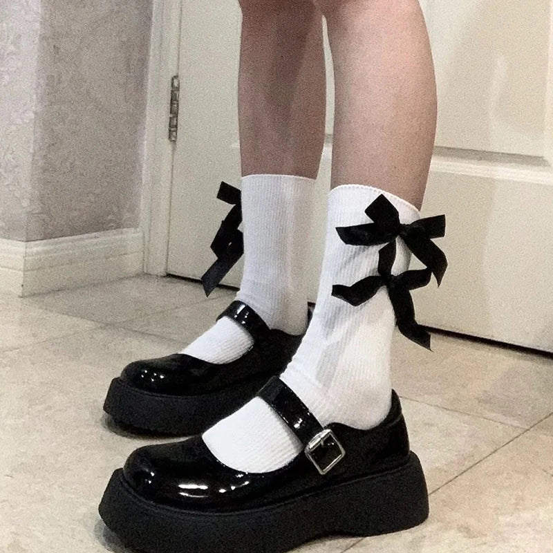 Kawaii Bowknot Middle Tube Socks | Cute Spring Style for Women