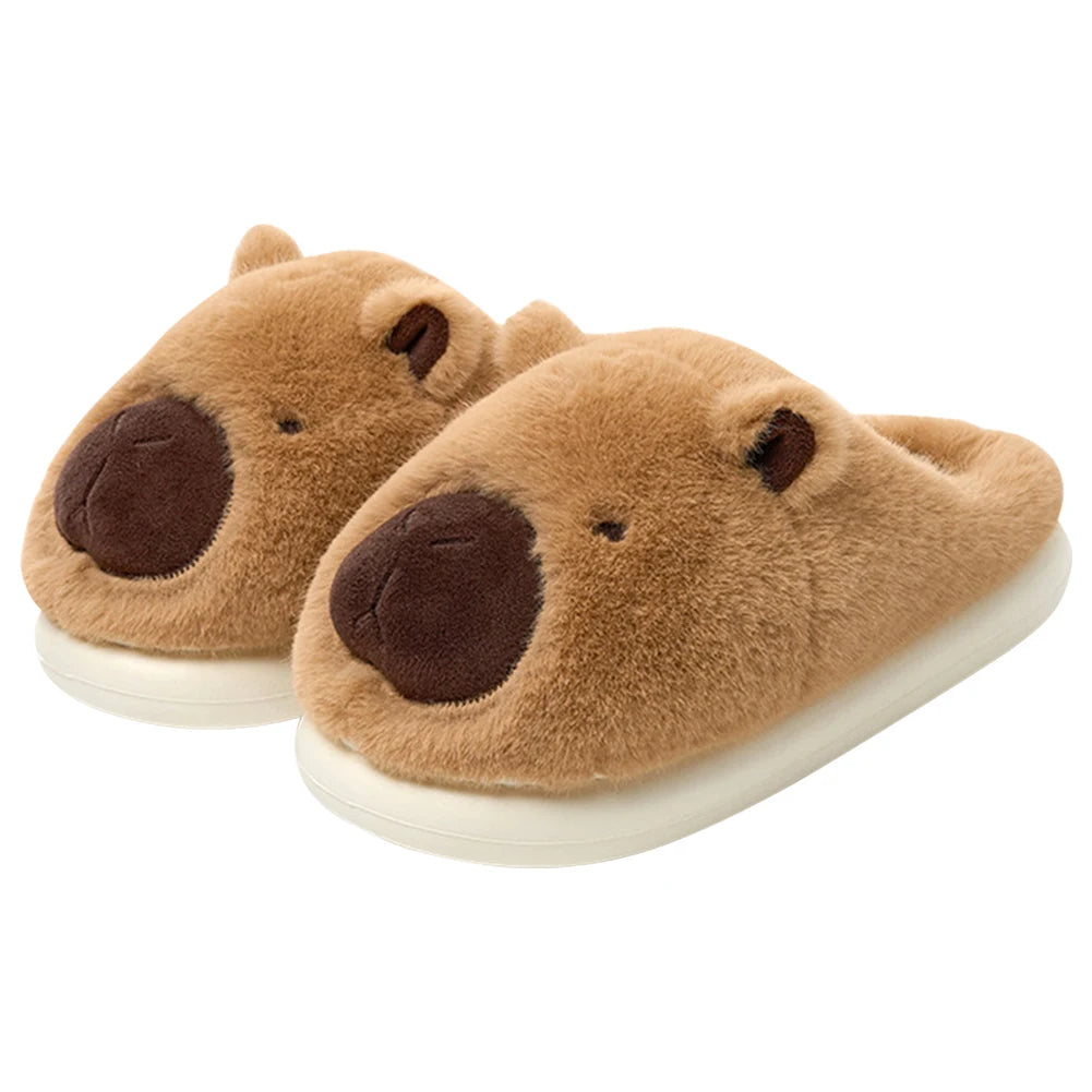 Women's Cute Plush Capybara Slippers | Fluffy Winter Indoor Shoes