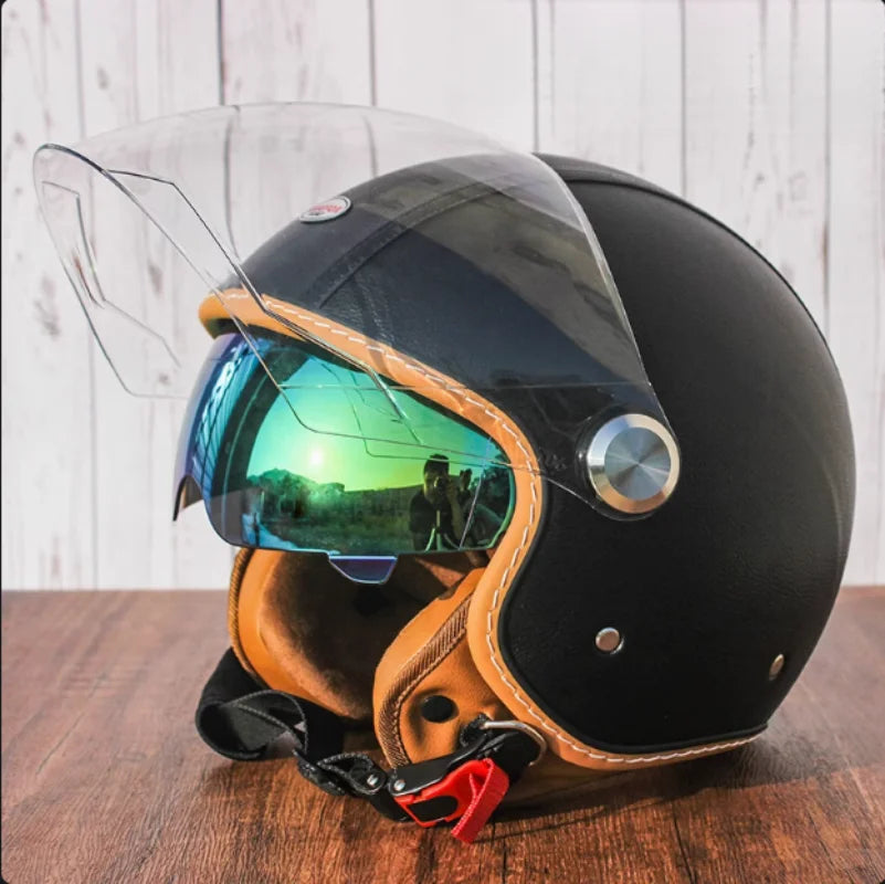 Unisex Open Face Motorcycle Helmet with Double Visors | Safe & Stylish