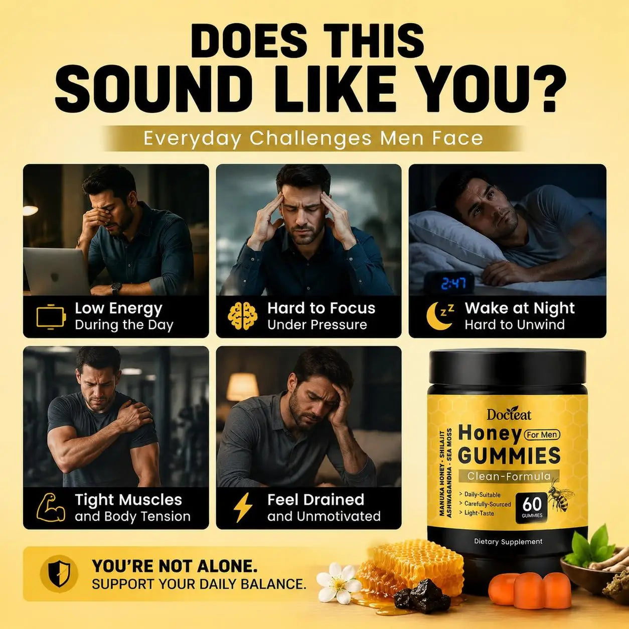 Daily Stress Relief Gummies for Men | Shilajit & Ashwagandha