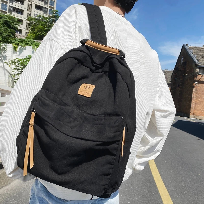 Casual Canvas Backpack for Students | Trendy Unisex College Bag