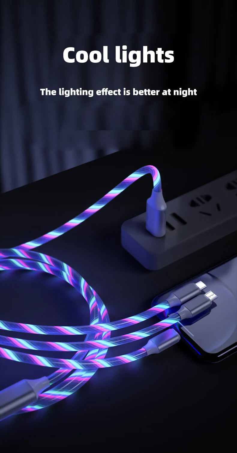 Glowing LED Light USB-C 3IN1 Fast Charging Cable | Universal Phone Charger