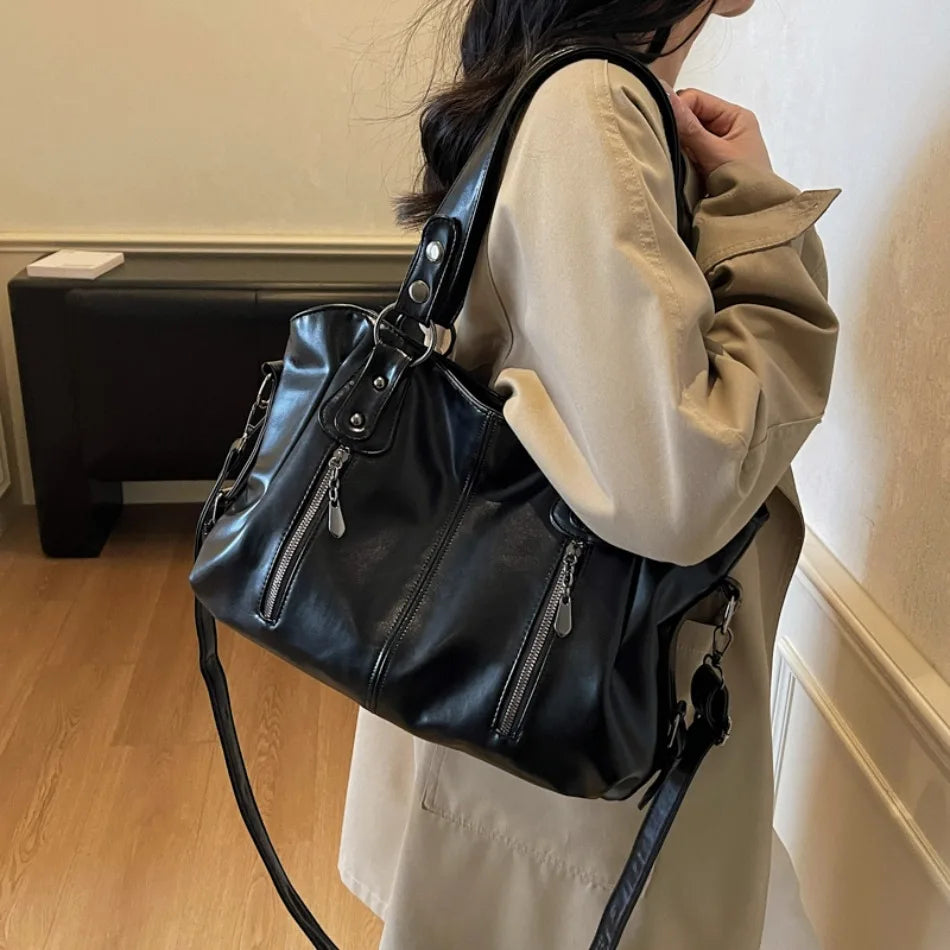 Large Capacity Shoulder Bag | Stylish PU Leather Tote for Women