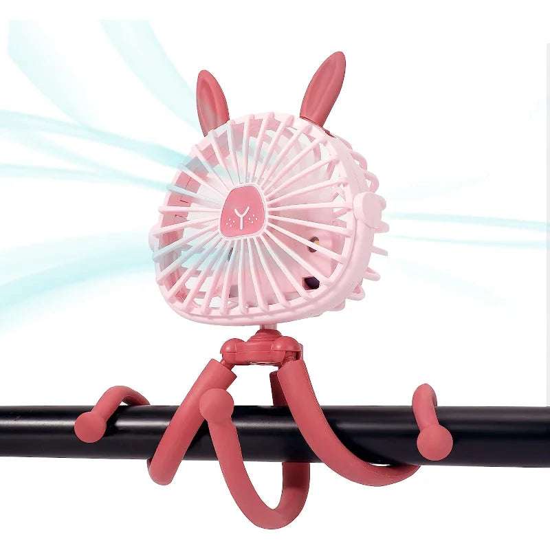 Mini Portable Bunny Stroller Fan | Rechargeable & 360° Rotate