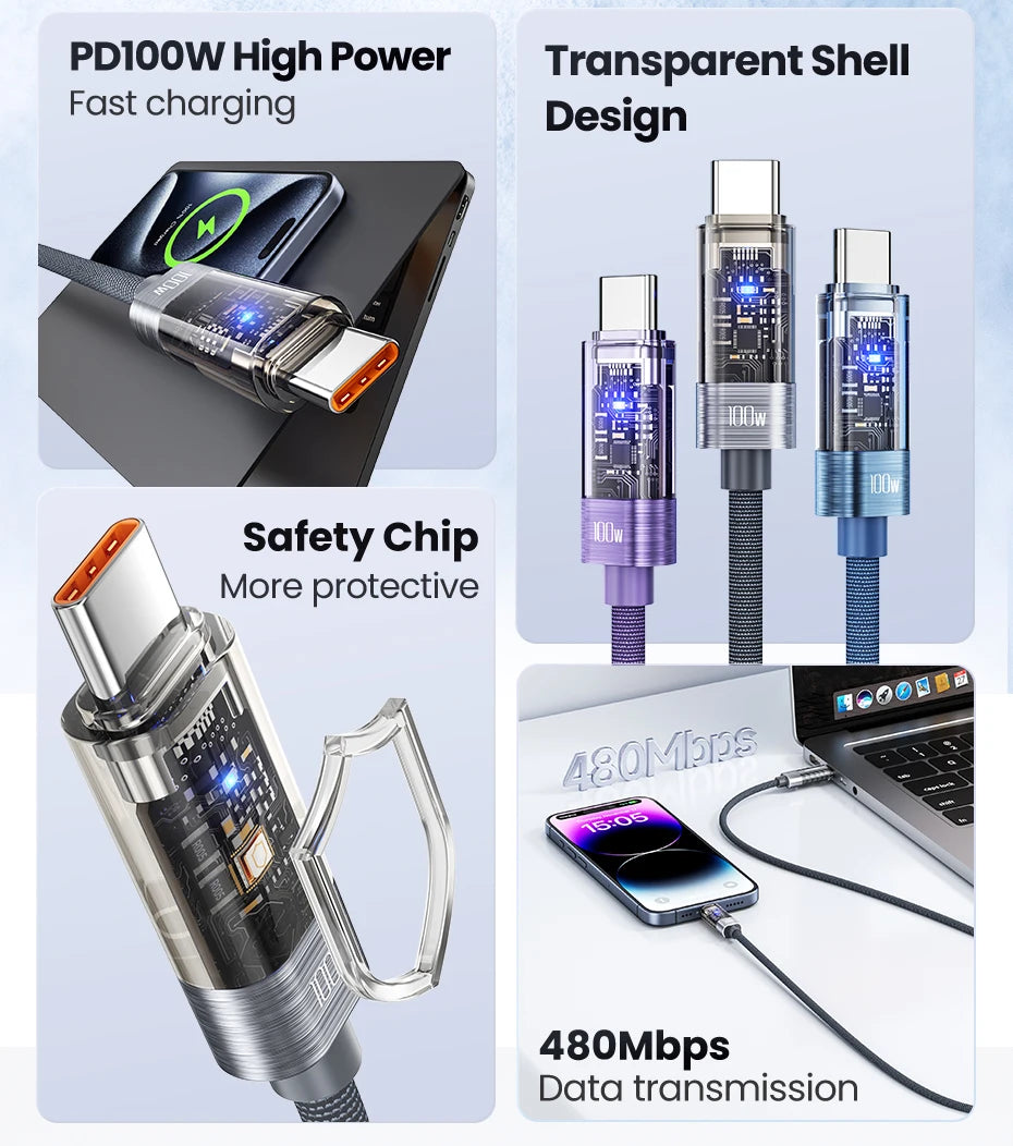 100W USB-C to USB-C Cable | Fast Charging & Data Transfer