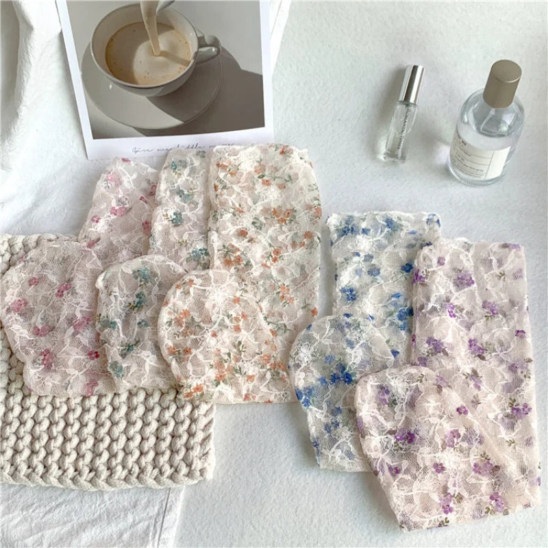 Stylish Korean Lace Flower Long Socks for Women | Breathable Comfort