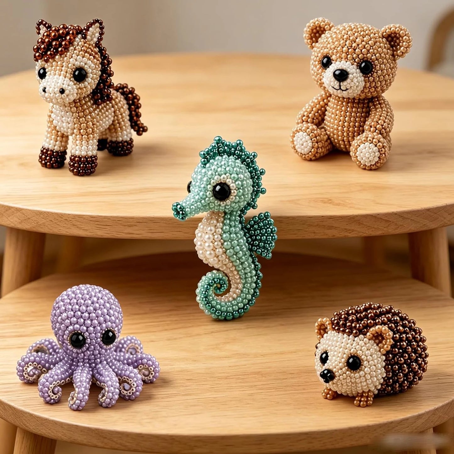 DIY 3D Animals Bead Craft Kit | Colorful Bead Embroidery Set