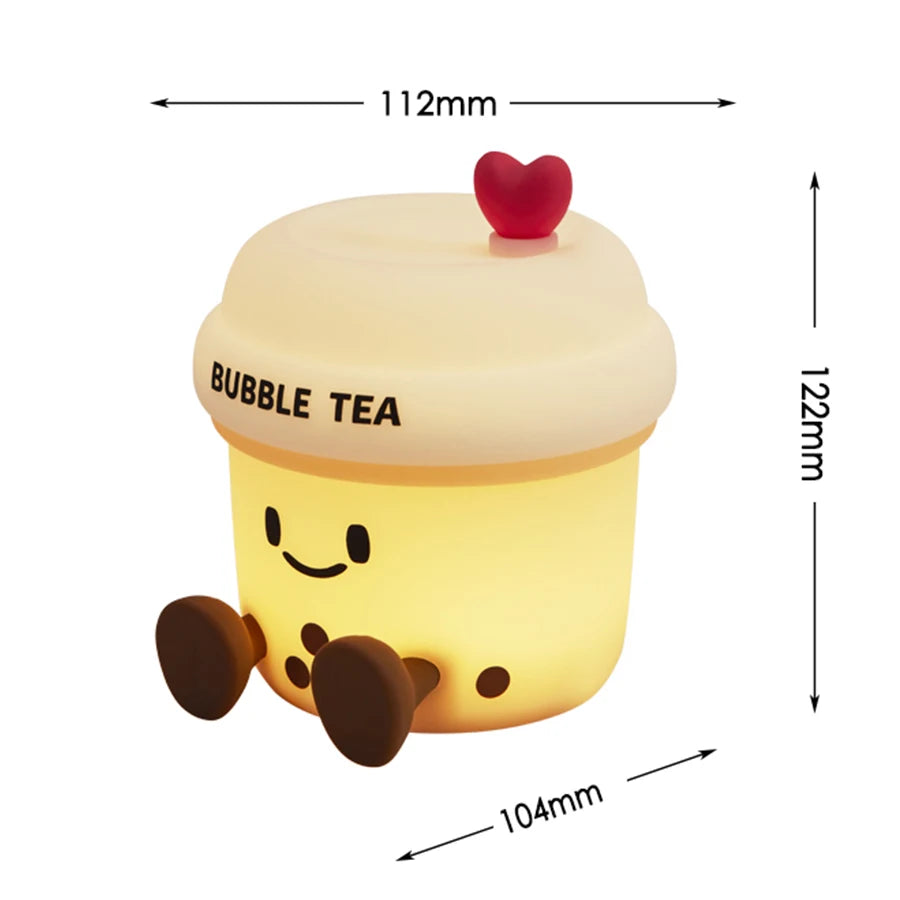 Bonita luz nocturna LED de té de burbujas | Lámpara de ambiente recargable