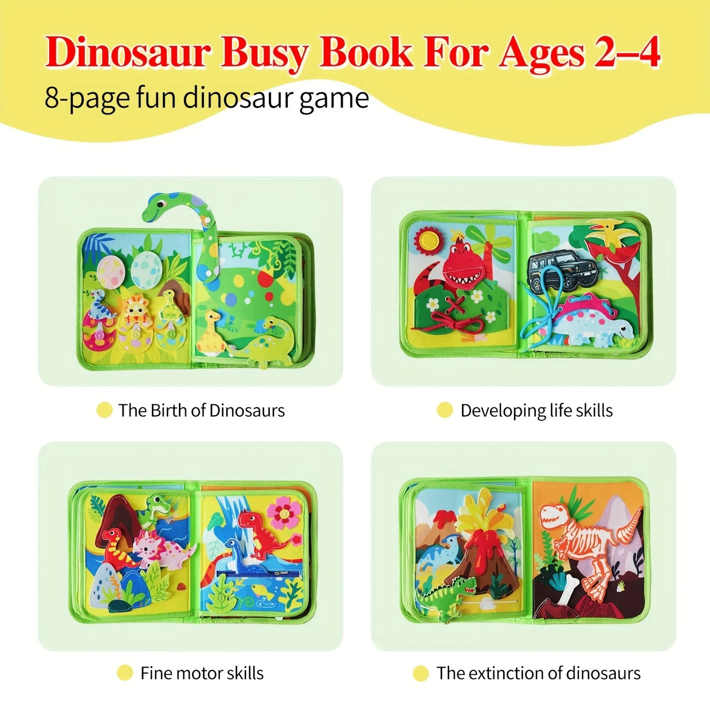 Dinosaur Busy Book for Kids | Engaging Montessori Learning Toy