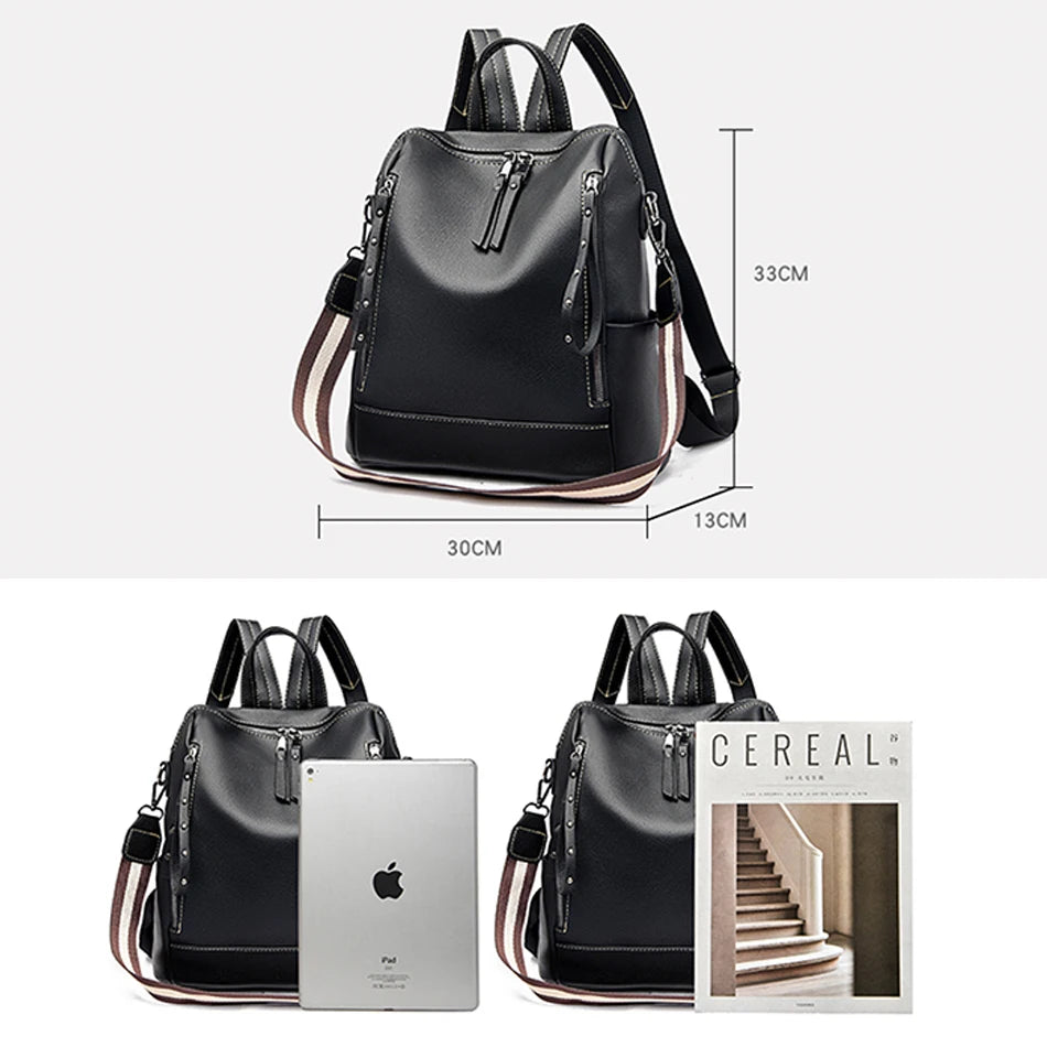 Mochila de cuero impermeable elegante para estudiantes jóvenes | Duradera y a la moda