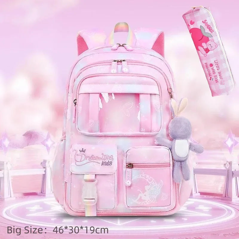 Cute Waterproof Rainbow Backpack for Girls | Spine Support Design