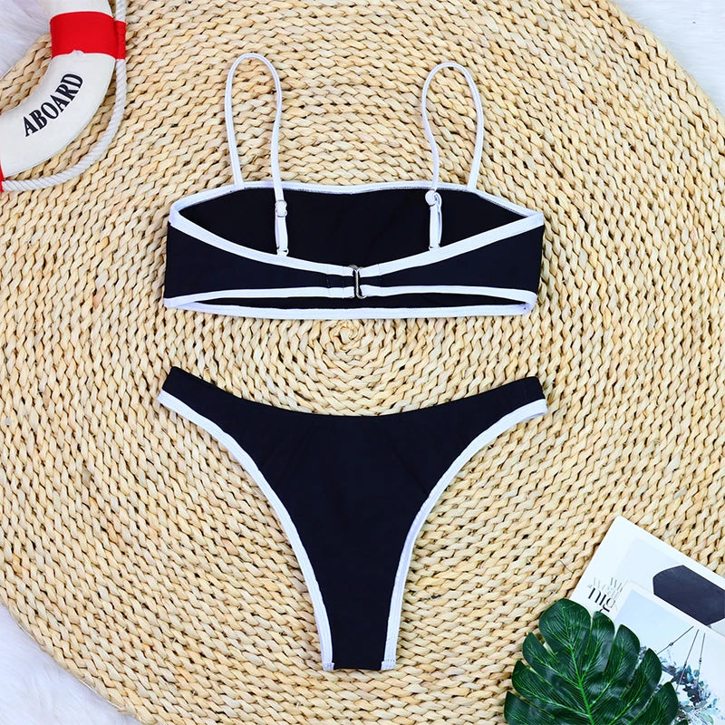 High Waist Women's Swimwear | Luxury Ribbed Two-Piece Bikini Set