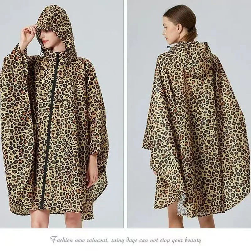 Lightweight Leopard Raincoat for Women | Waterproof Windproof Cloak