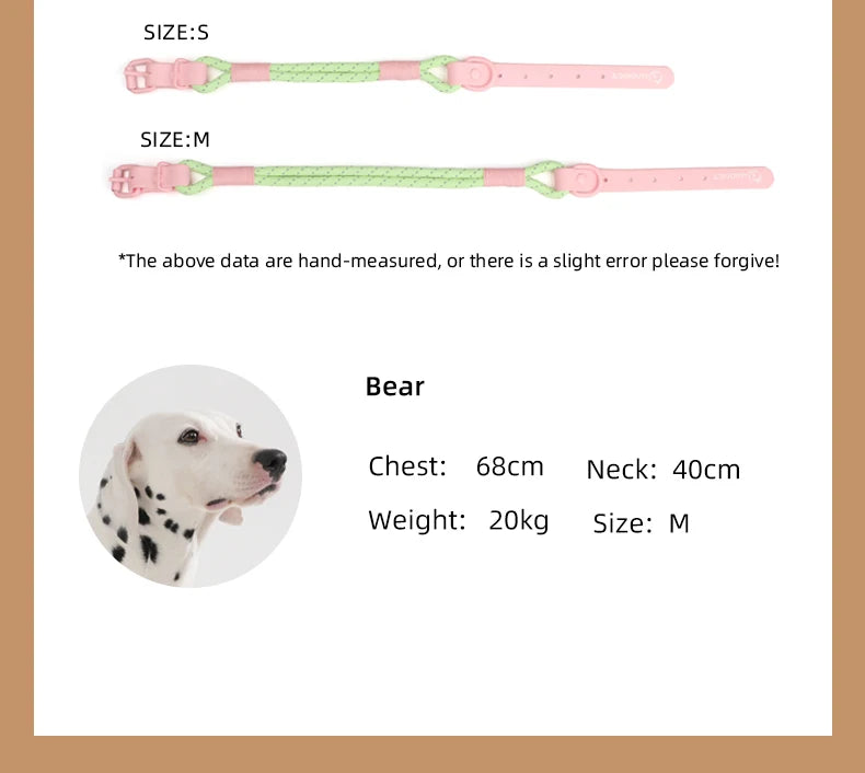 Cute Sugar Color Dog Collar and Leash Set for Small to Medium Dogs