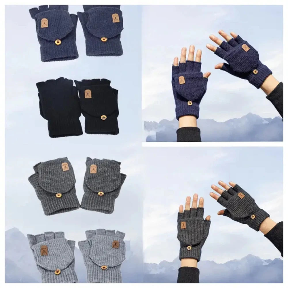 Half Finger Winter Gloves | Convertible Fingerless Mittens for All
