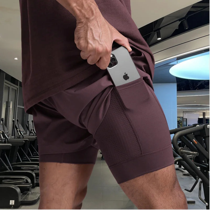 Men's 2-in-1 Running Shorts | Breathable Double Layer Fitness Gear