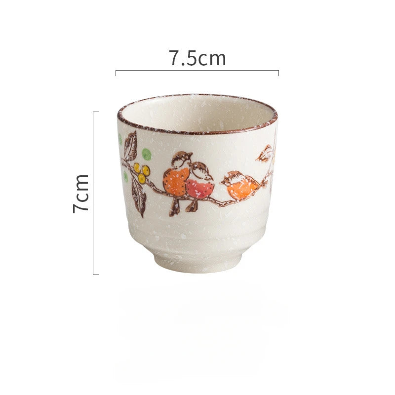 180ml Retro Japanese Ceramic Tea Cups | Hand-Painted Drinkware