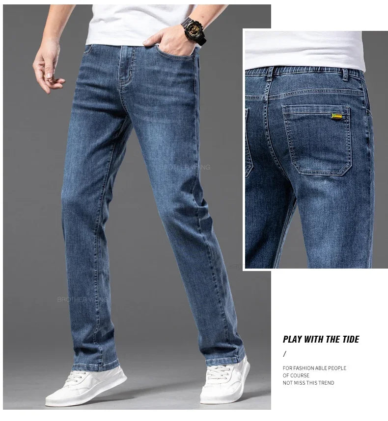 Men's Casual Loose-Fit Straight Jeans | Comfortable Everyday Denim