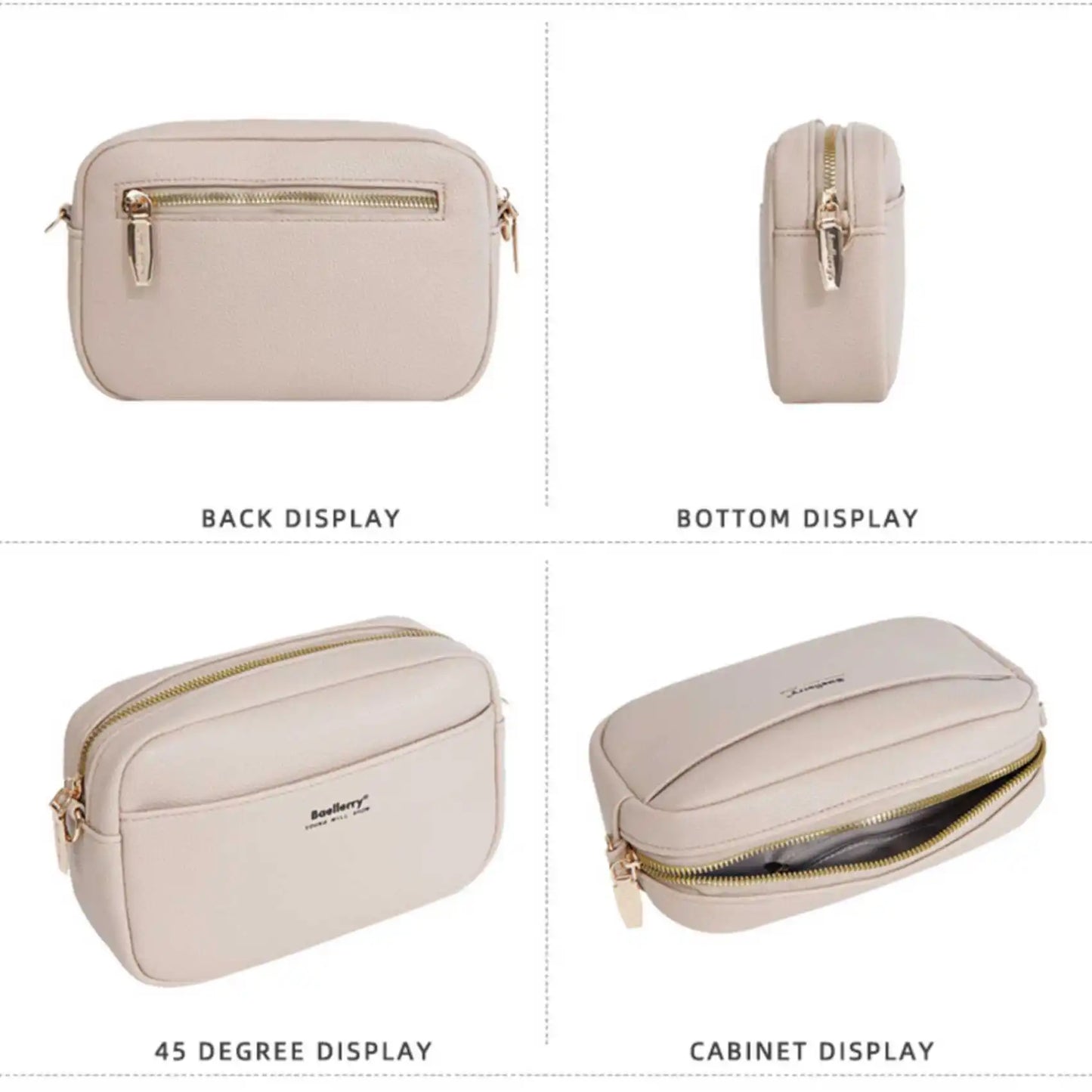 Elegante bolso de mano con cremallera de gran capacidad para mujer