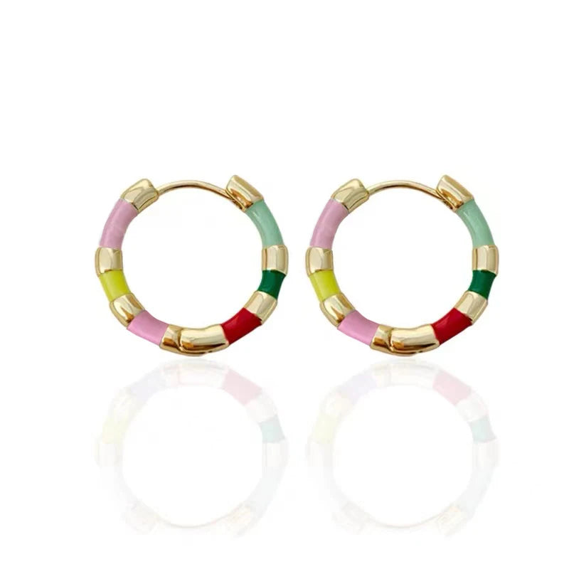 Colorful Enamel Mini Round Earrings | Fashion Jewelry for Women