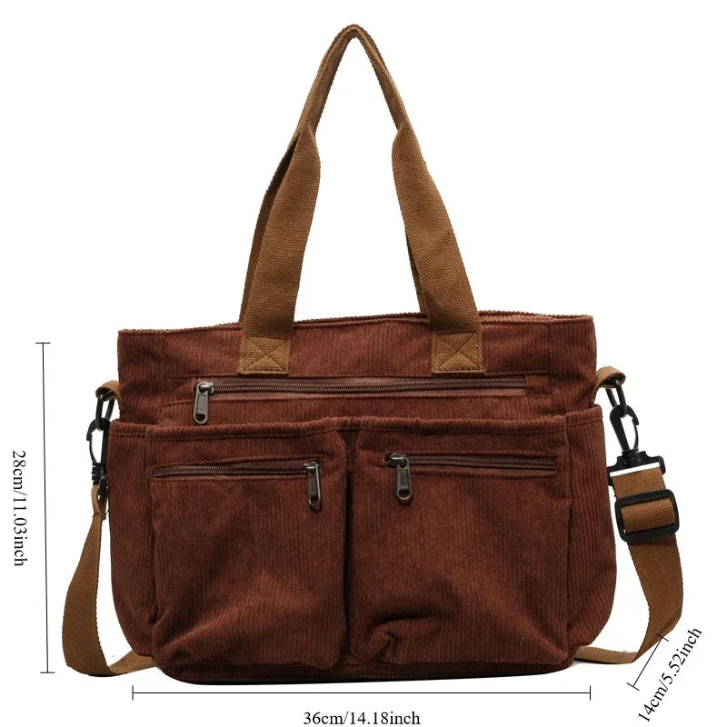 Large Capacity Casual Corduroy Messenger Bag | Versatile Tote for All
