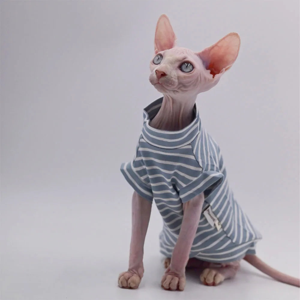 Soft Pet T-Shirt for Cats | Stylish Striped Spring Fleece Shirt