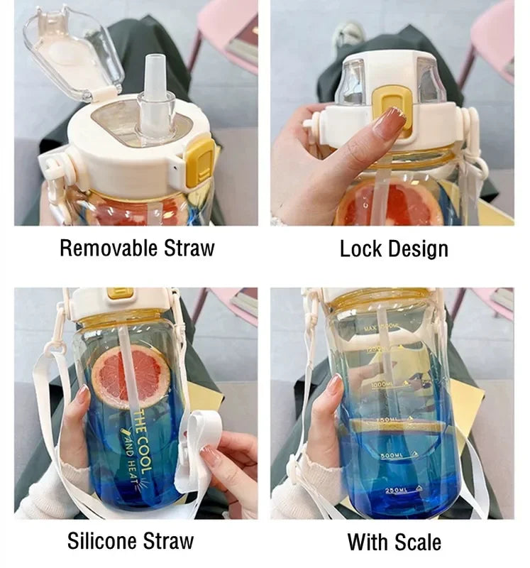 1.5/2 Liter Portable Water Bottle | BPA Free Sports Bottle with Straw