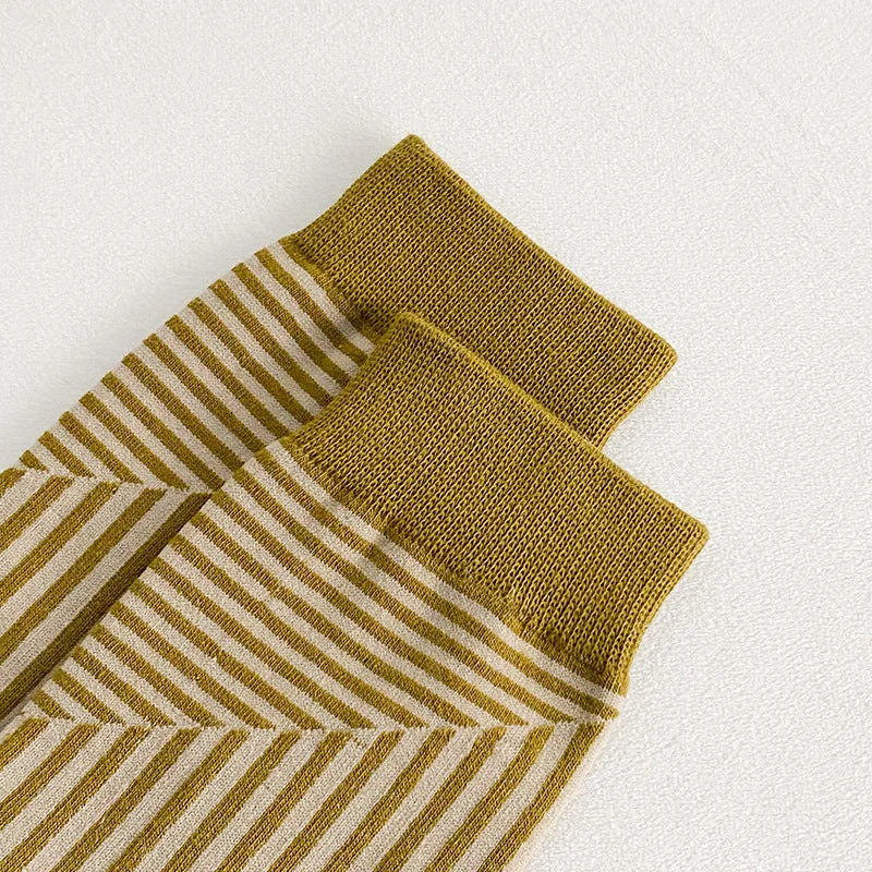 Multicolor Striped Casual Crew Socks for Women | Stylish Comfort