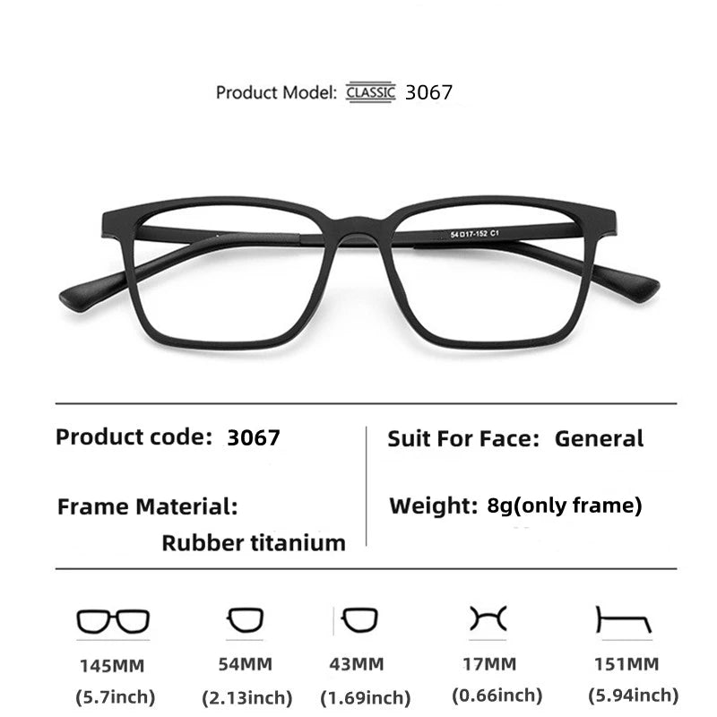 Premium Retro Square Anti Blue Light Prescription Eyewear for Men