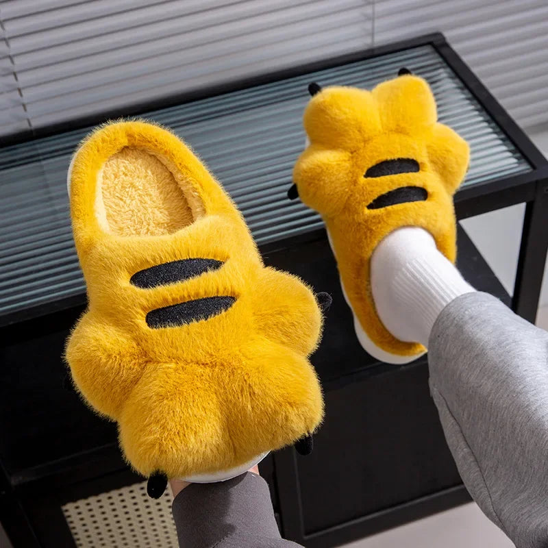 Unisex Cute Big Paw Plush Slippers | Cozy Cartoon House Shoes