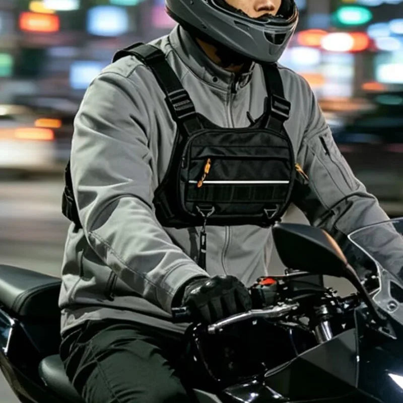 OutdoorStreetwear Men Chest Bag Trend Unisex Tactical Vest Backpack Multi-function Vest Pocket Sport Running Travel Chest Pack
