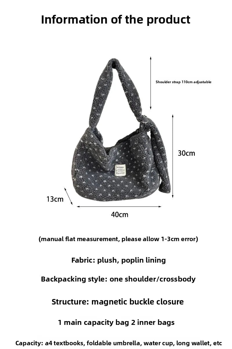 Cozy Plush Love Crossbody Bag | Stylish Large Capacity Handbag