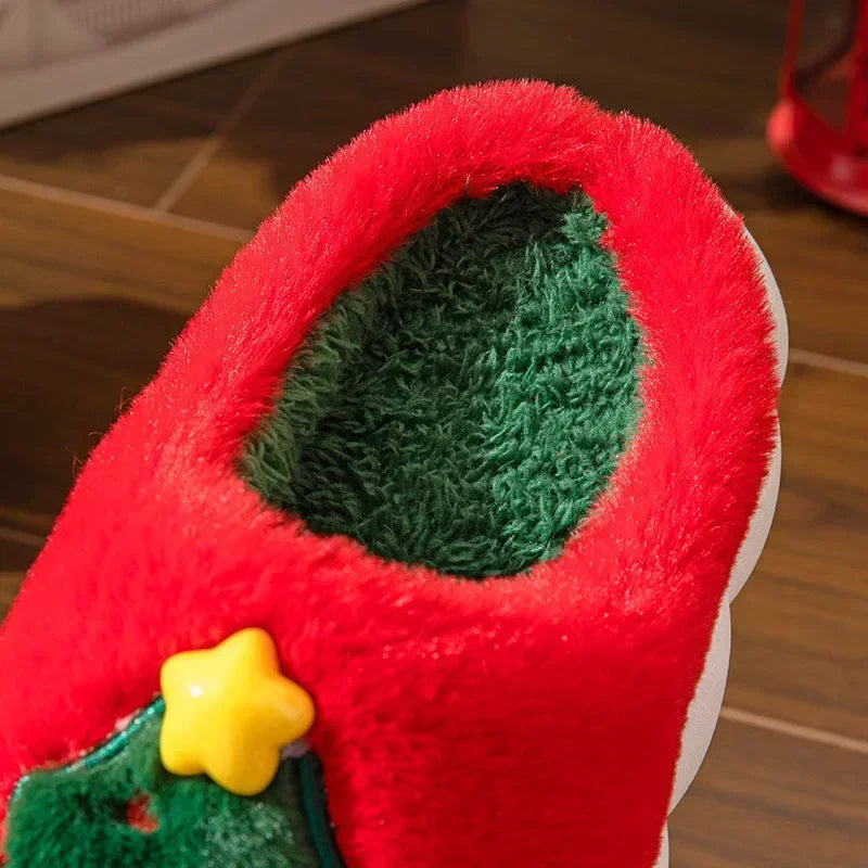 Cute Christmas Tree Fluffy Slippers | Cozy Indoor/Outdoor Slides